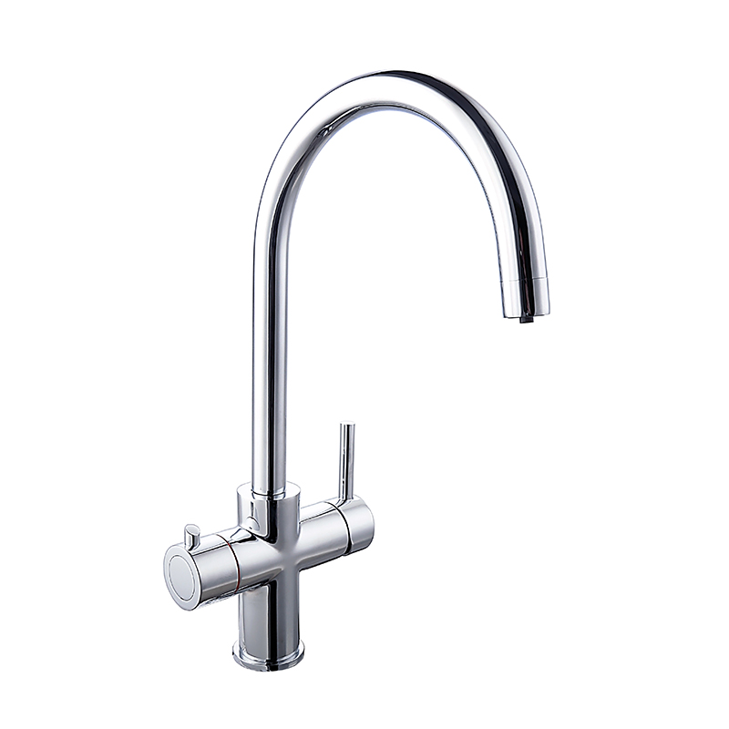 Chrome polished swan neck 3 in 1 boiling water tap