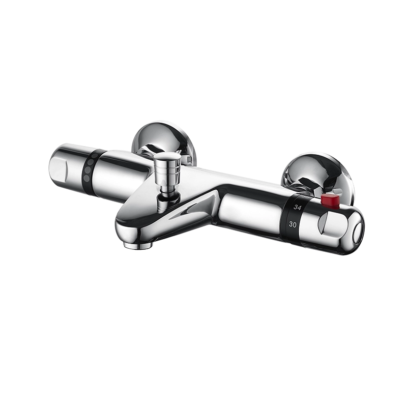 Exposed chrome thermostatic bath shower mixer