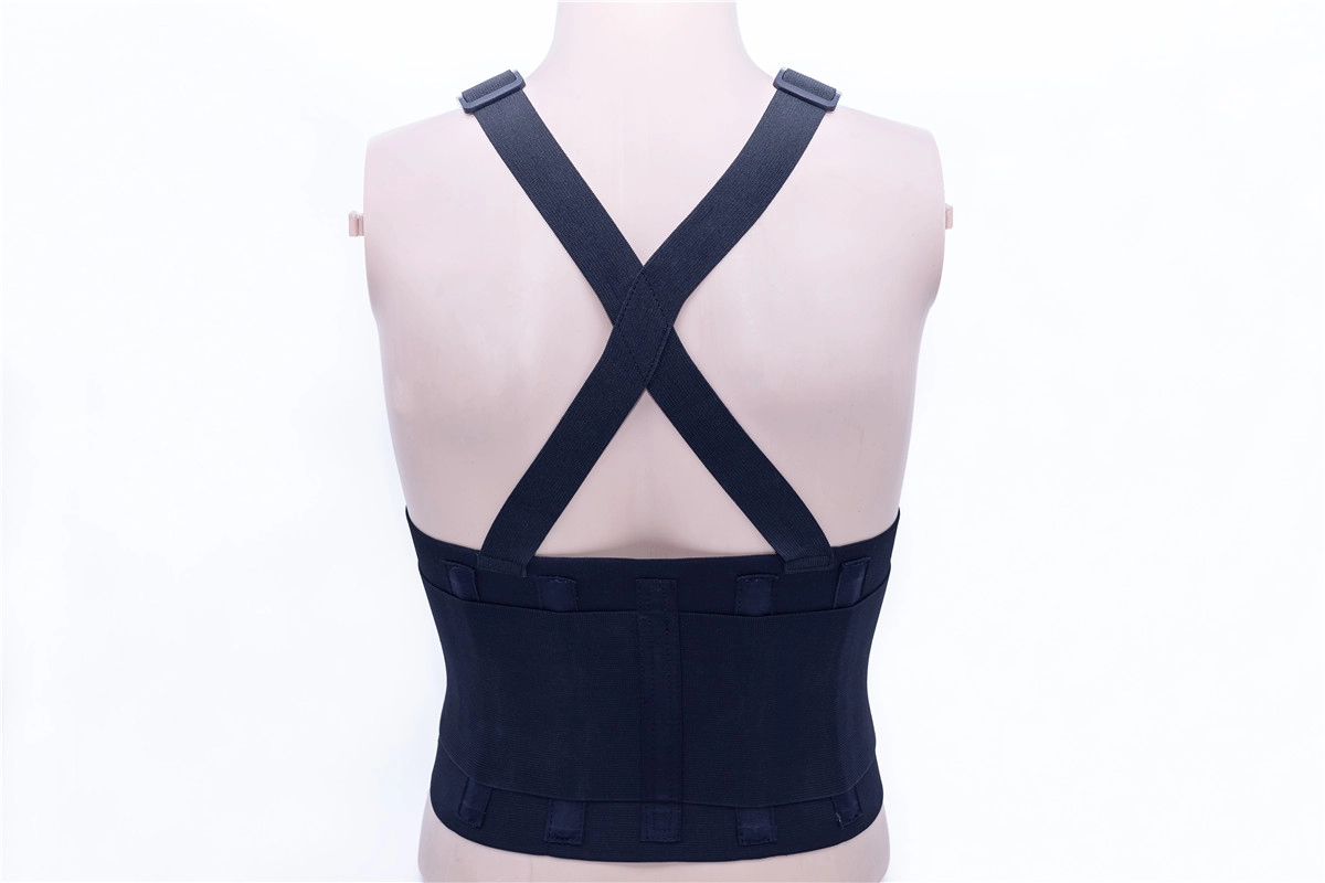Elastic Industrial back brace with mesh nylon clothing and four PP plastic  strips supports
