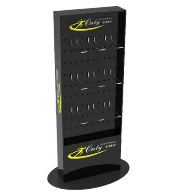 Rotating both side acrylic display stand with 18 hooks
