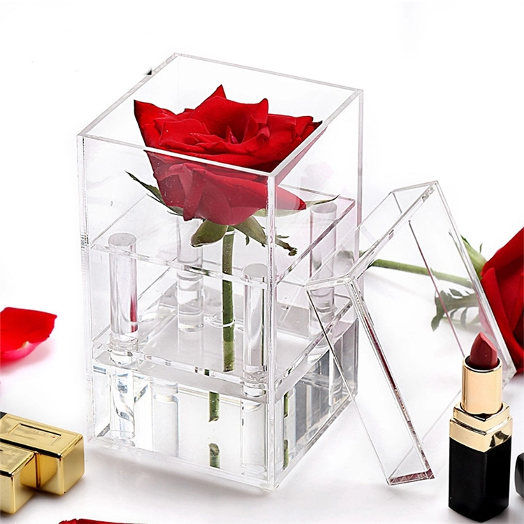 Quality square dustproof acrylic rose box