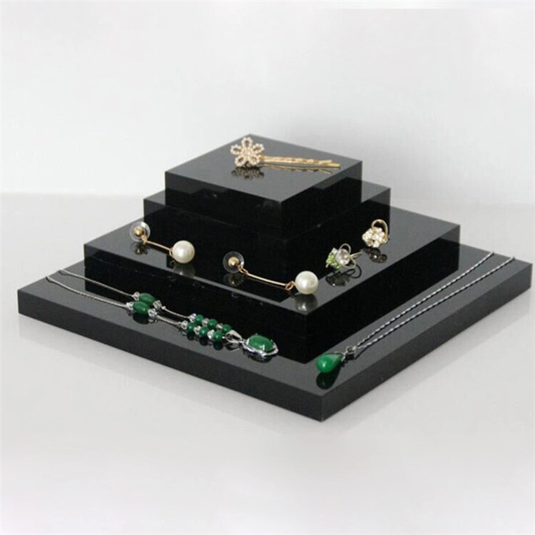 Black Acrylic Box Jewelry Stand Display Solid Block Display Stand