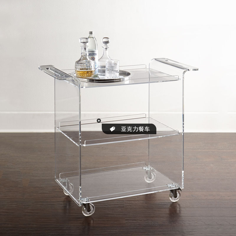 clear acrylic trolley cart with 3-Tier Shelves