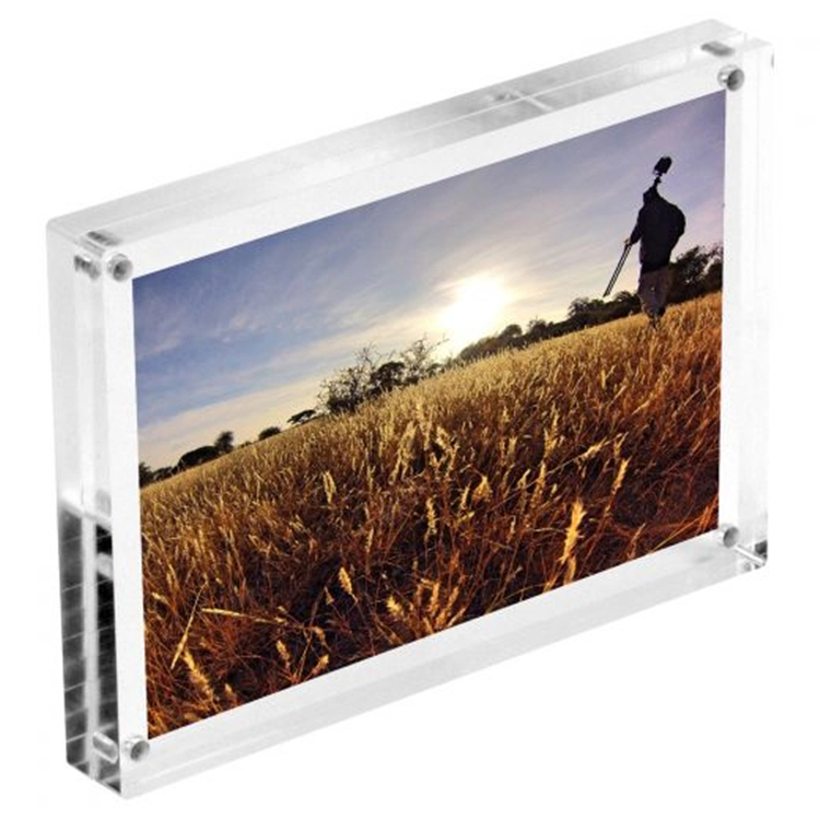 Freestanding double-sided transparent acrylic magnetic photo frame block
