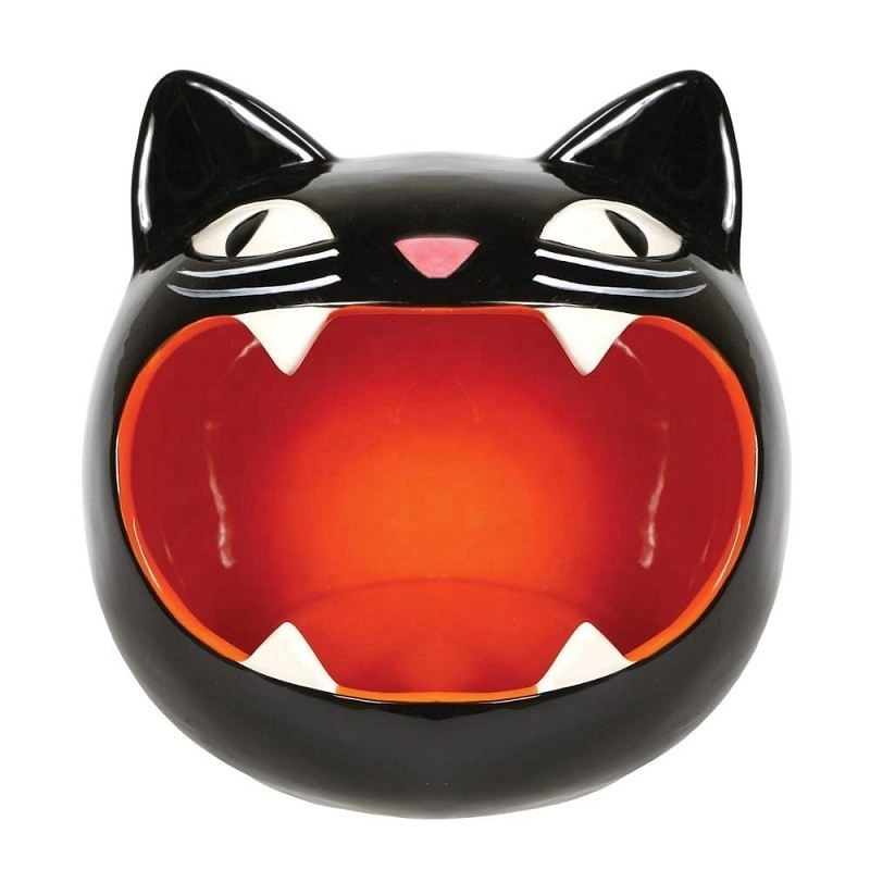 Ceramic Black Cat Candy Bowl Kitty Dish Decoration