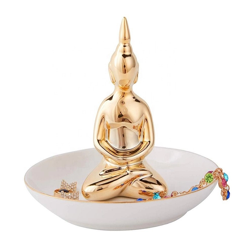 Porcelain Blessing Buddha Ceramic Ring Holder Jewelry Tray
