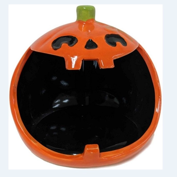 Halloween Open Mouth Candy Bowl Trick in Ceramic  Pumpkin