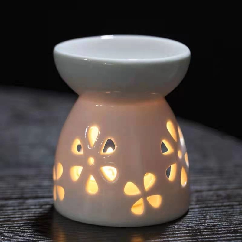 Multi hollow out small porcelain candle essential oil lamp