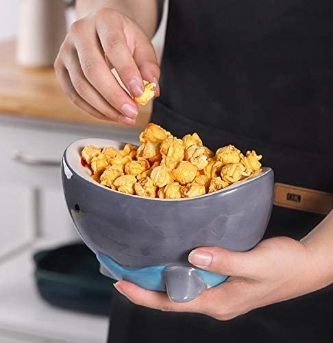 Handcraft Ceramic Popcorn Baby Shark Cereal Candy Bowl