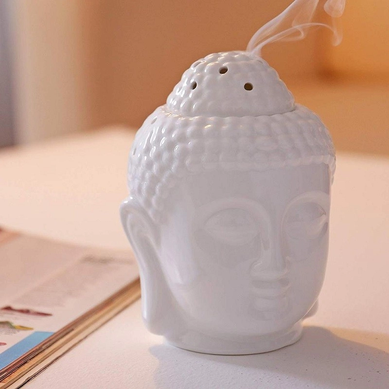 Peaceful Buddha Head Aroma Ceramic Oil Burner Essential  Air Fresher