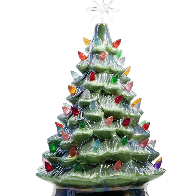 Hand-Painted Ceramic Tabletop Christmas Tree Light Holiday Decoration