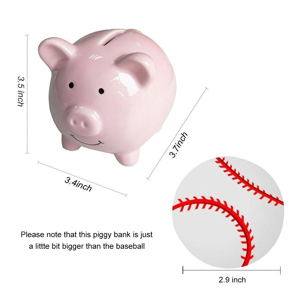 Handcraft Cute Pink Ceramic Coin Money Piggy Bank For Kids