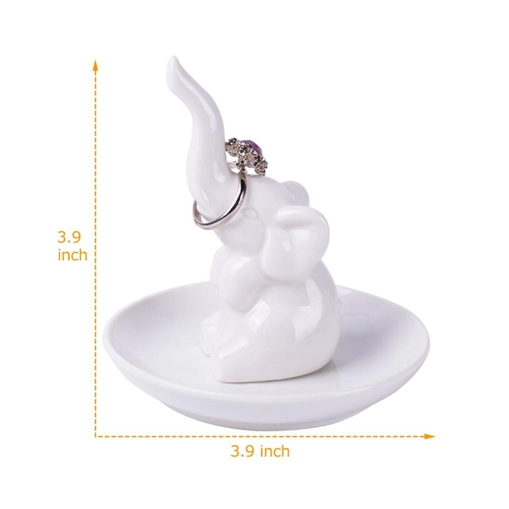 Handcraft Ceramic Elephant Jewelry Ring Dish Holder for Engagement Wedding Trinket Trays