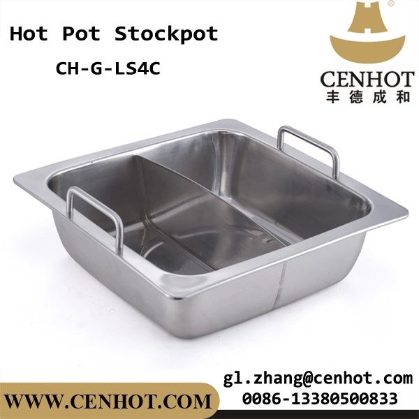 CENHOT Square Stainless Steel Hot Pot With Divider For Restaurant