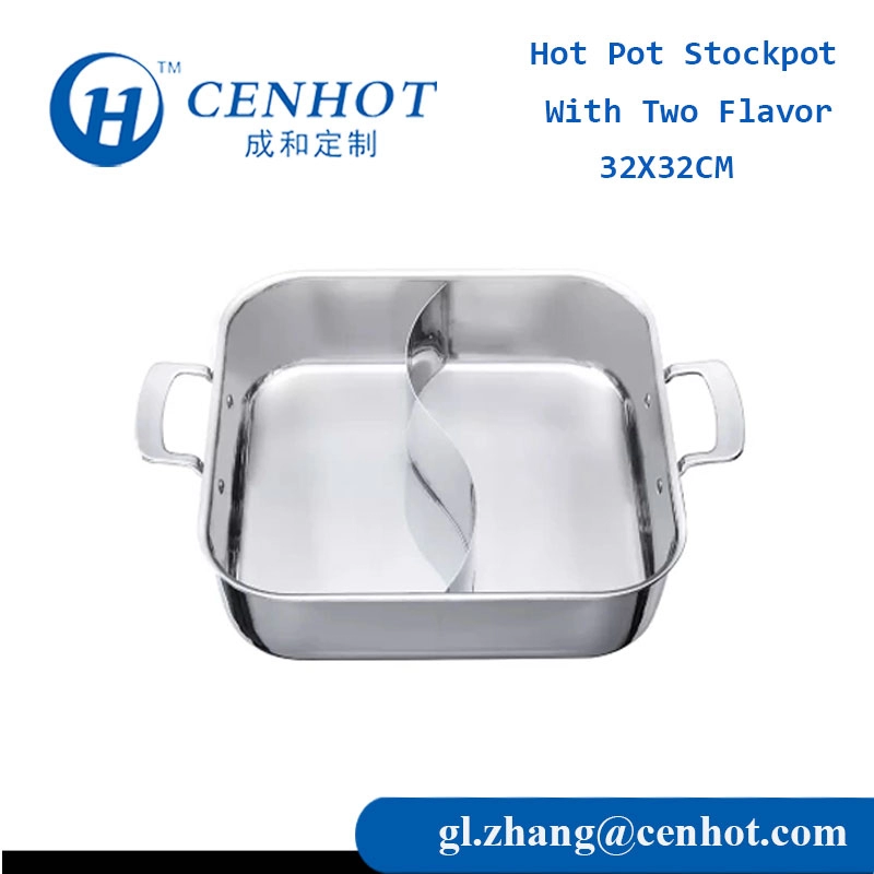 Stainless Steel Square 2 Flavor Hot Pot Soup Pot Wholesale - CENHOT