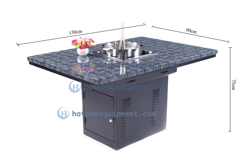 Square Hotpot Table Size CH-T25 - CENHOT