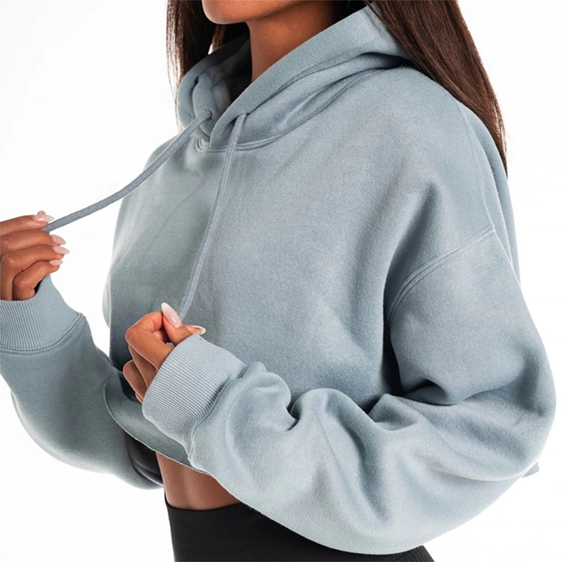Oversize Crop Top Long Sleeve Warm Hoodies For Women