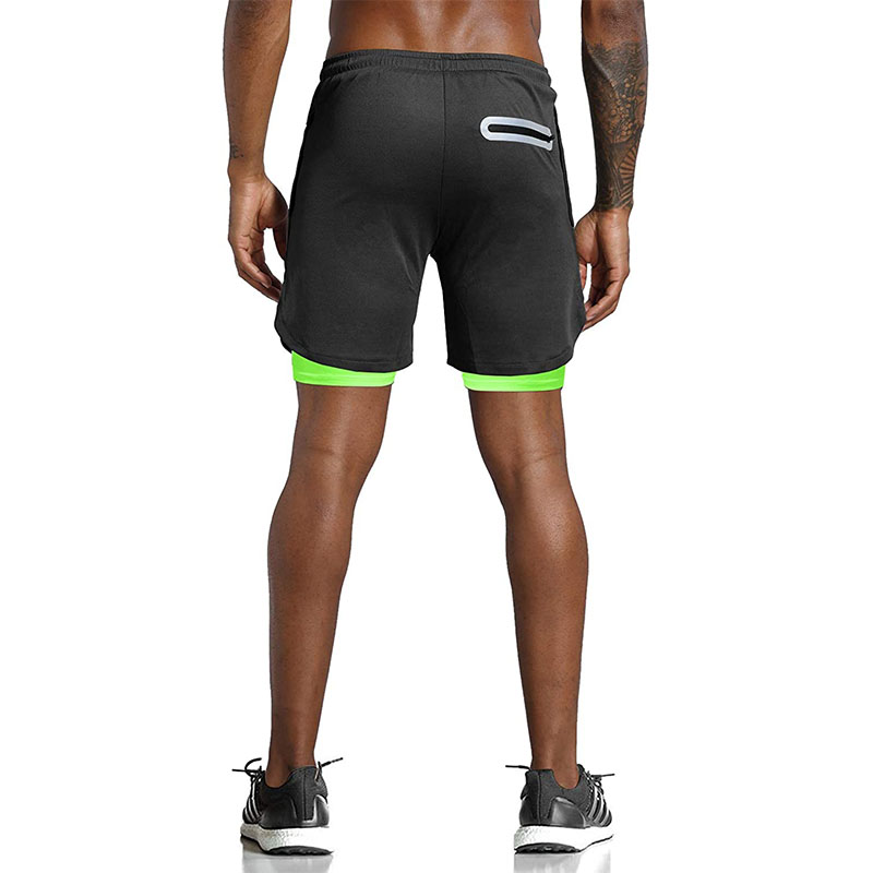 Fluorescent running shorts with pocket