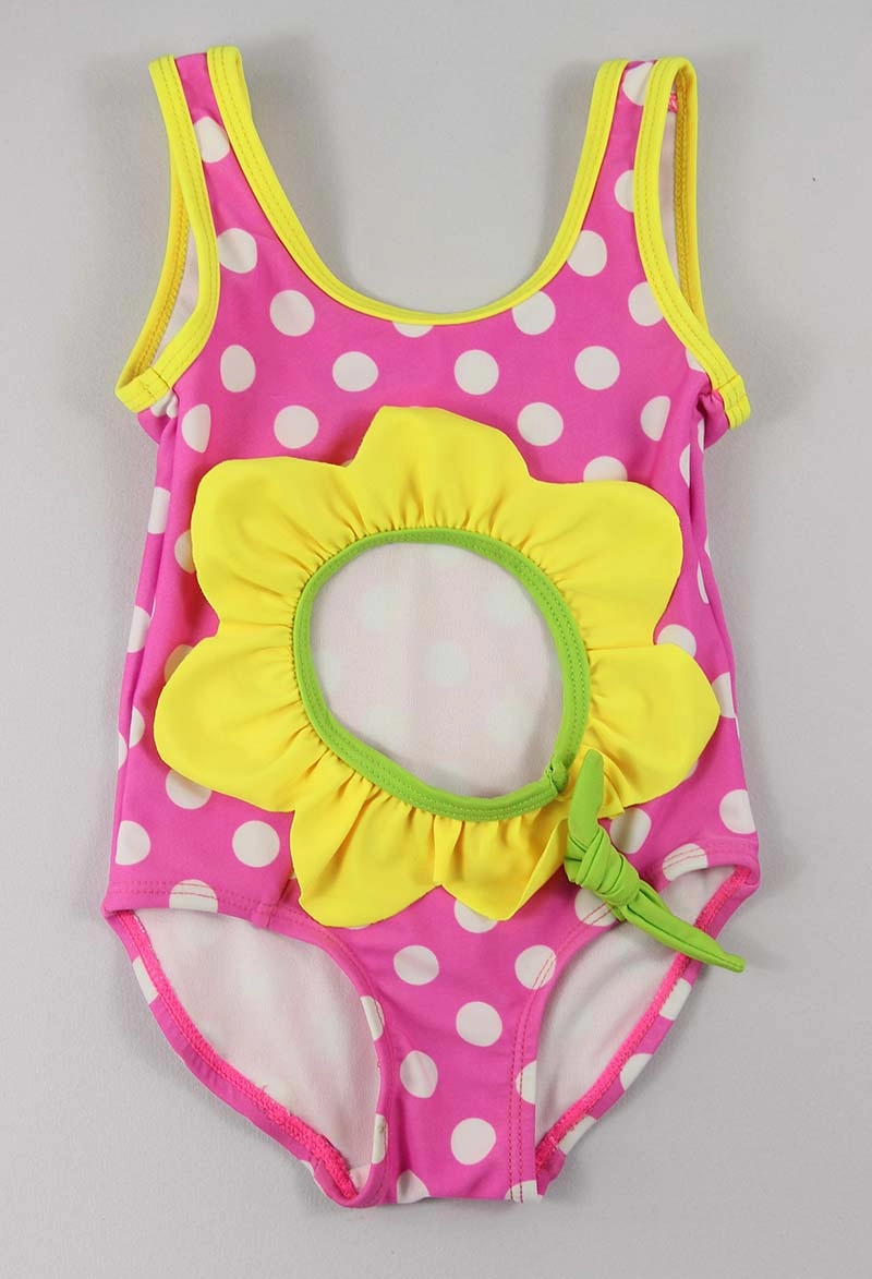 Pink Toddler Girls Polka Dots One Piece Swimsuits