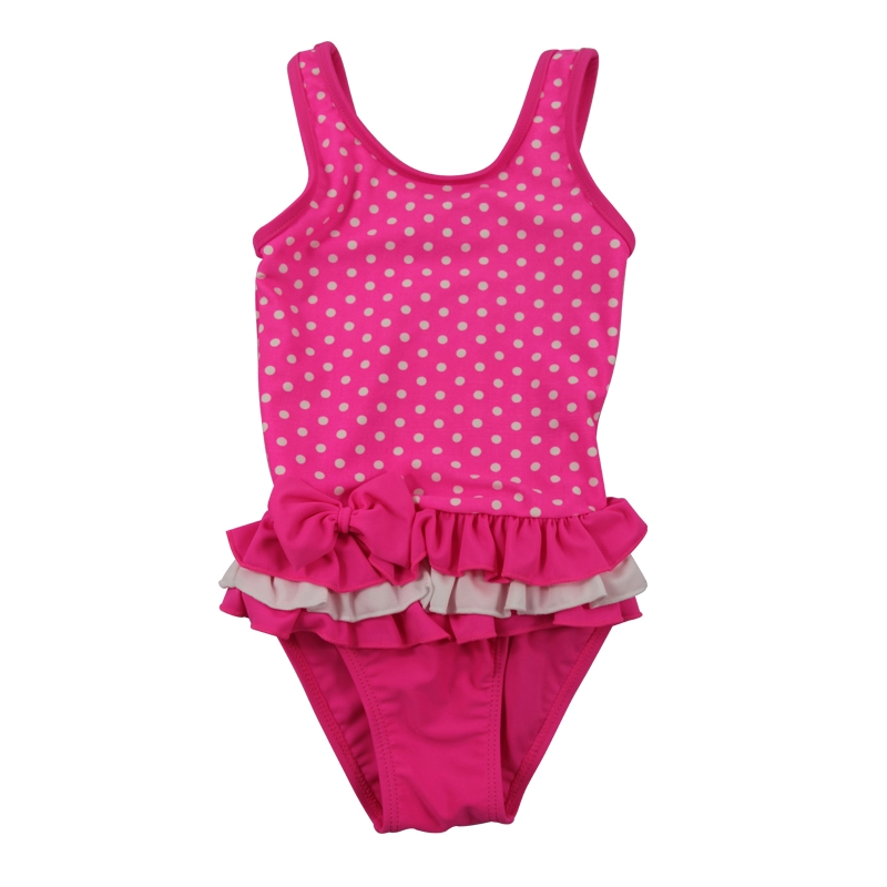 Pink & White Polka Dots One Piece Girls Swimwear
