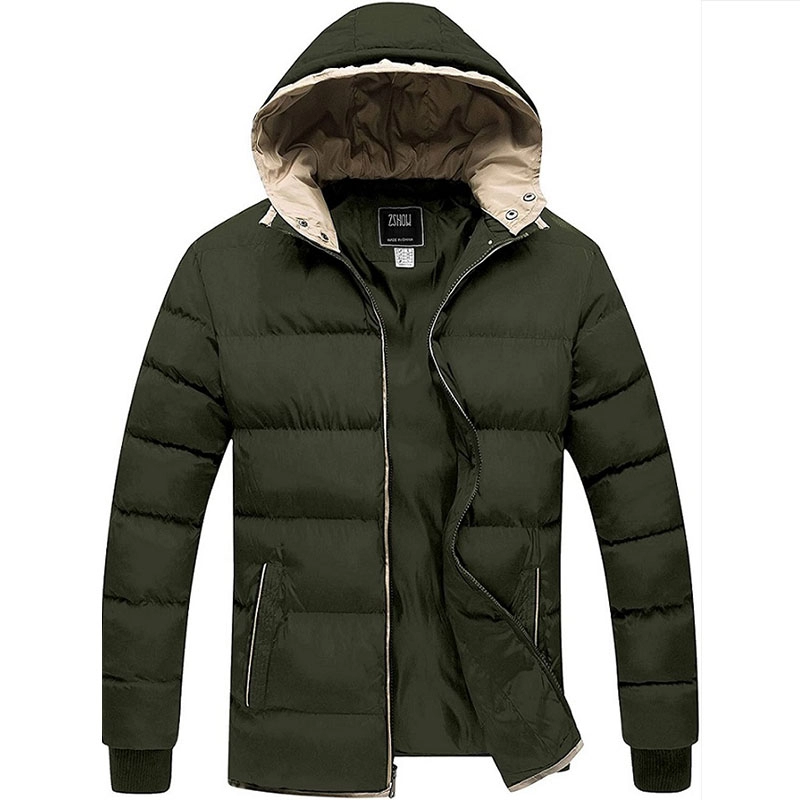 Men's Winter Thicken Jacket Warm Double Hooded Quilted Cotton Coat