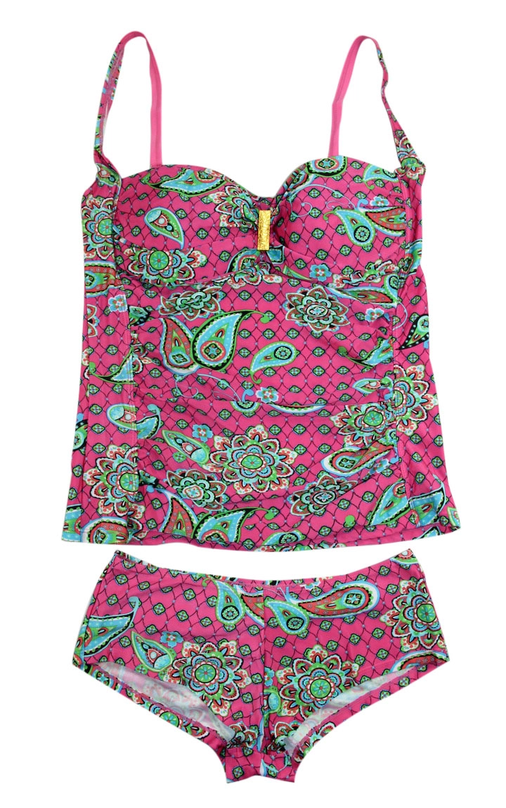 Ladies Padded Tankini & Shorts Swimsuit Set