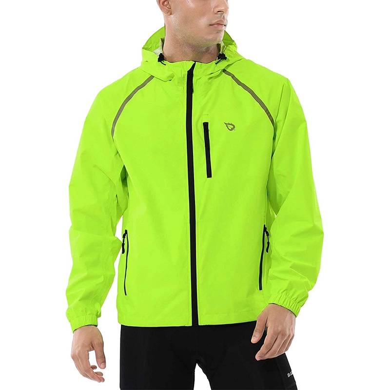 Men's Cycling Running Jacket Waterproof Reflective Lightweight Windbreaker Windproof Bike Jacket Hooded Packable