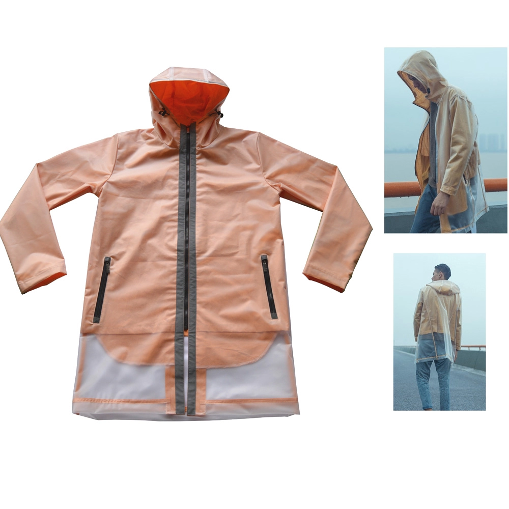 Men Fashion Waterproof Transparent Rain Jacket