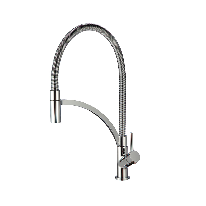 Modern Chrome Electroplating Pull Out Spring Kitchen Taps