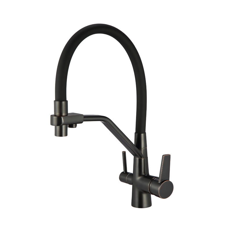 360 Degree High Spout Hot Cold Black Water Kitchen Faucets