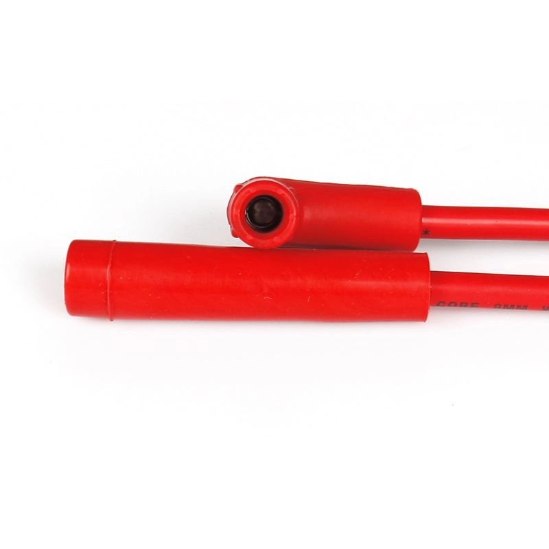 8mm ​Single Spark Plug Wire with 90 Degrees Red Silicone Boots