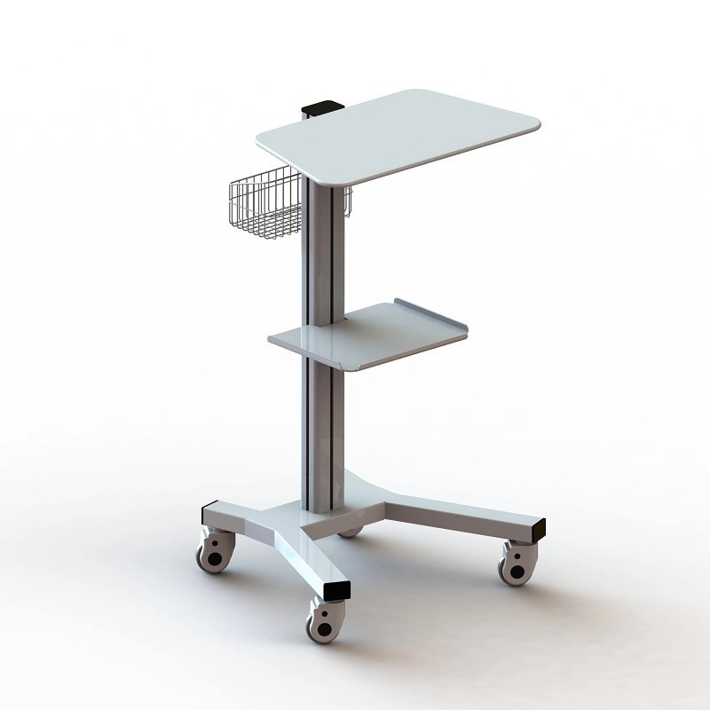 Height Adjustable Four Wheel Computer Trolly With Drawer
