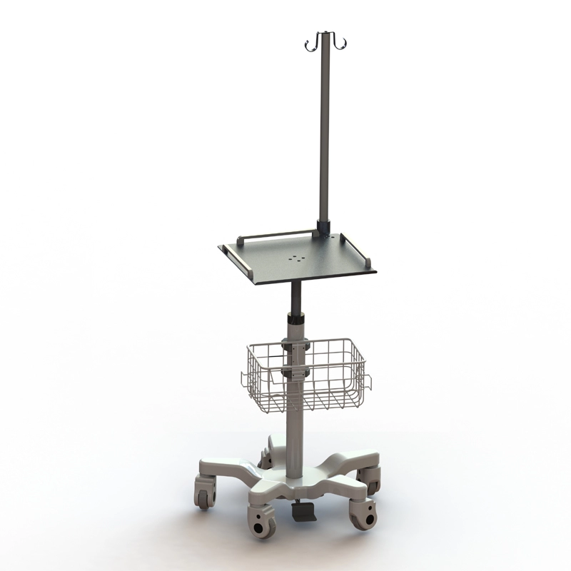 Pneumatic height adjustment ECG trolley with infusion stand