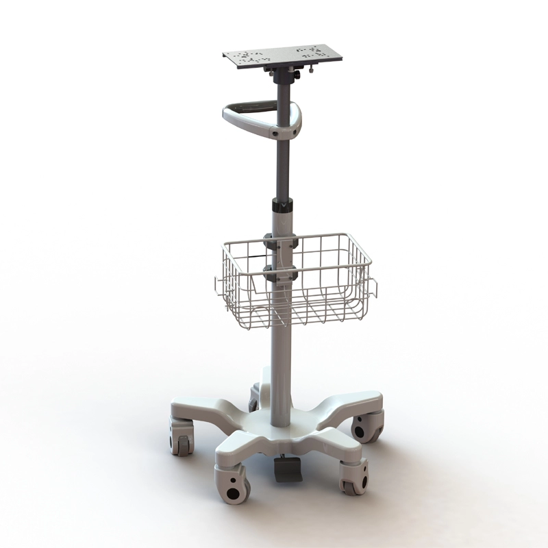 Pneumatic height adjustment universal monitor trolley cart