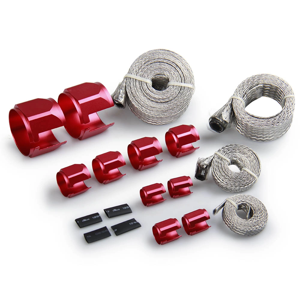 1/4 inch Red Flex Stainless Steel Braided Hose Sleeve Kit