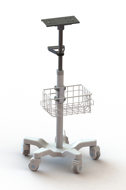 Patient Monitor Roll Stand With Basket