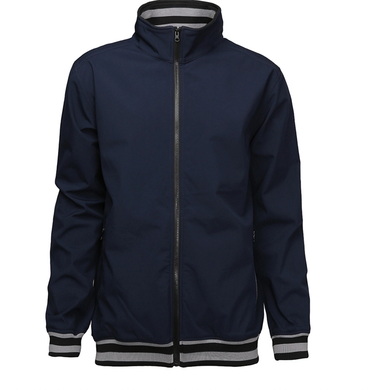Men's Navy Stand Collar Casual Bomber Jacket