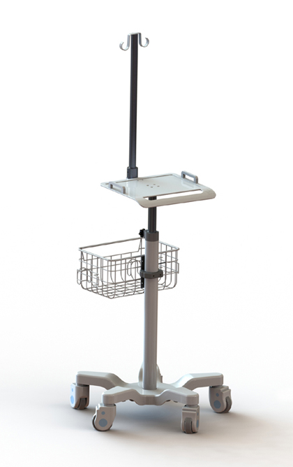 Height-adjustable ventilator cart with hook