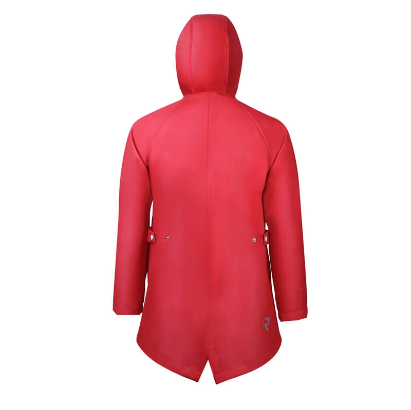 Men's Hooded Red Color Waterproof PU Raincoat