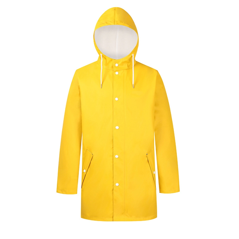 Women's Fashion Long Style Yellow Waterproof PU Raincoat