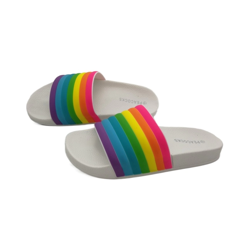 Platform women's rainbow striped EVA slippers