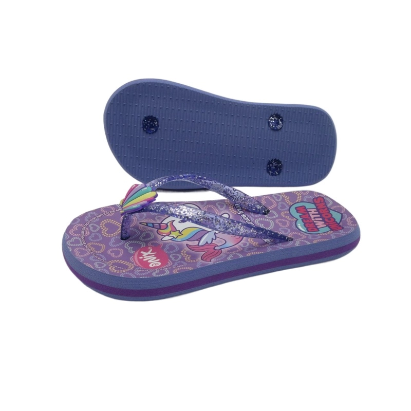 Kids glitter flip flops with film covering insole Colorfully