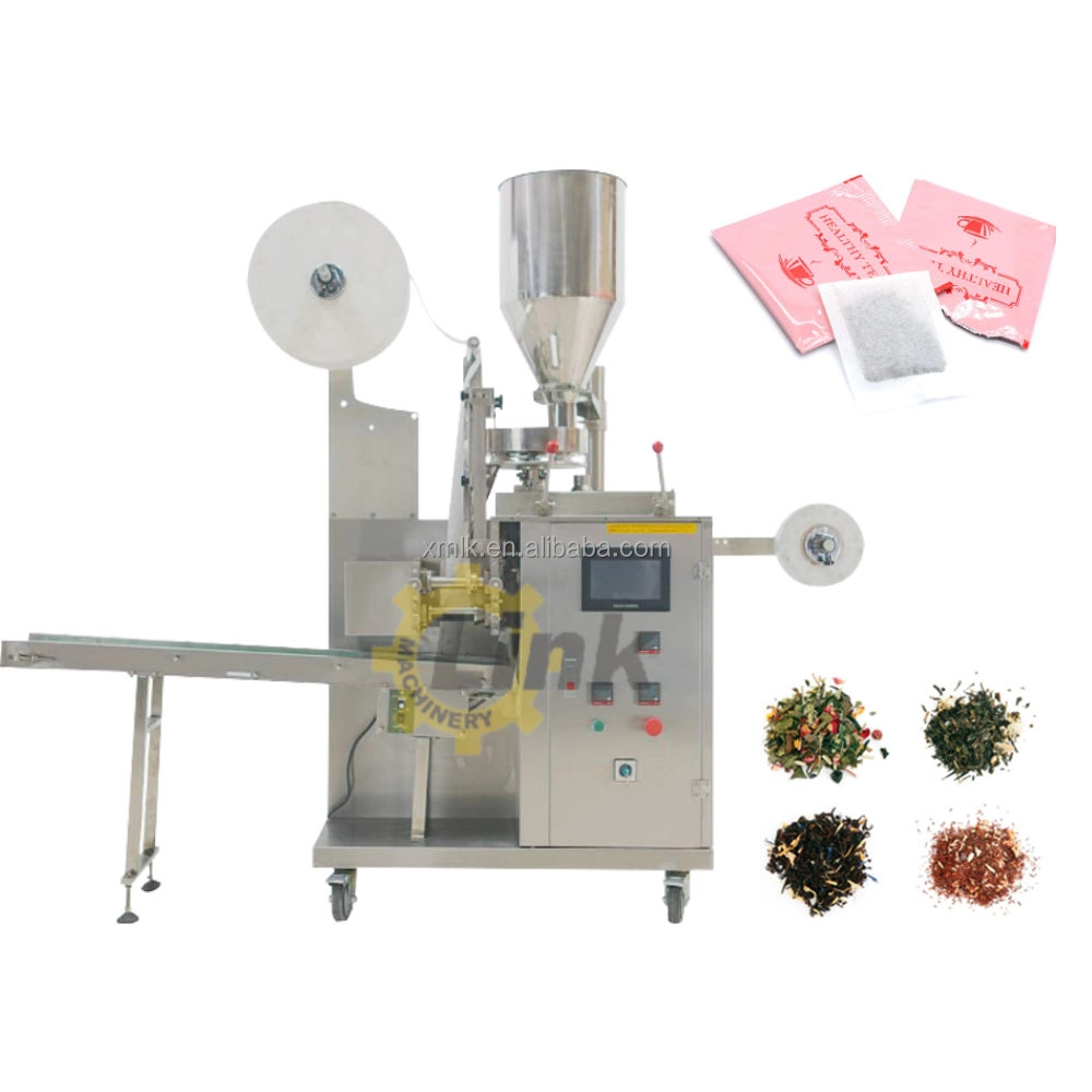 Automatic small tea bag filter paper tea powder sachet pouch packing machine with thread tag