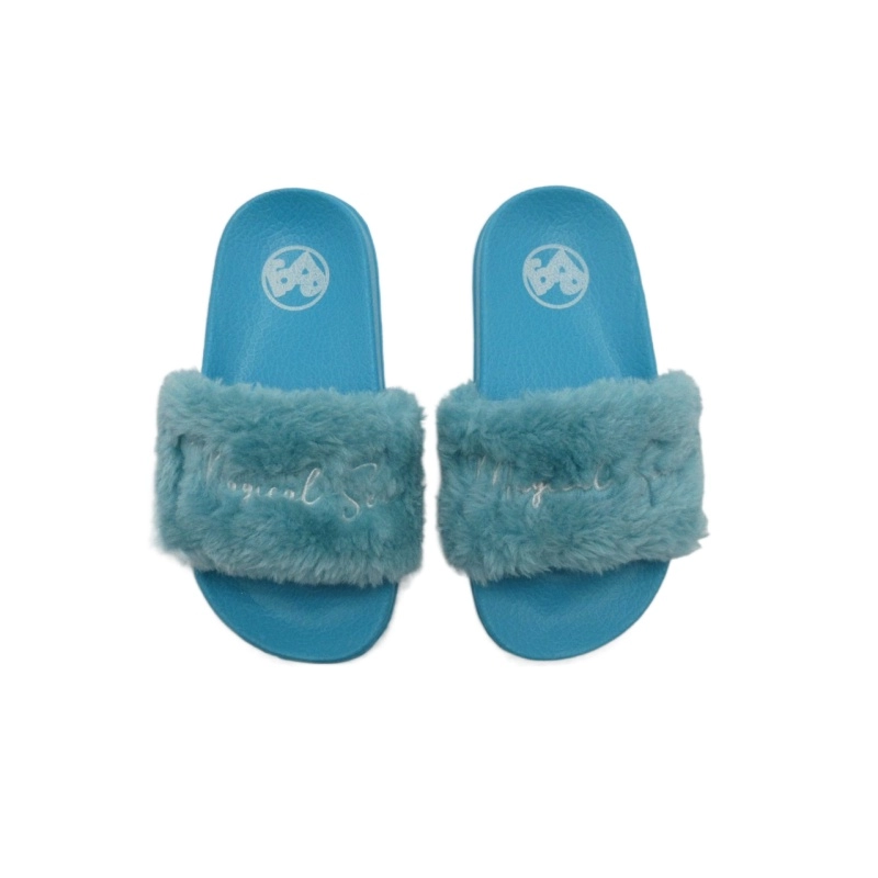 Winter Warm Children Faux Fur Flat Slide Sandals