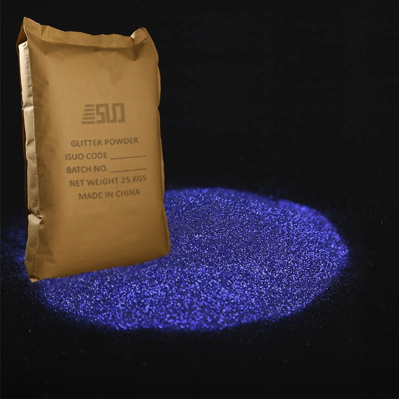 Sapphire Blue Leather Coating Glitter Pressed Powder