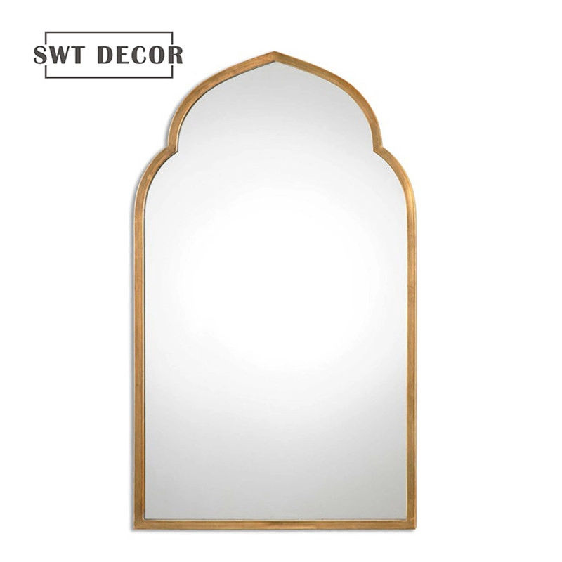 Gold leaf wall arch mirror for home decoration