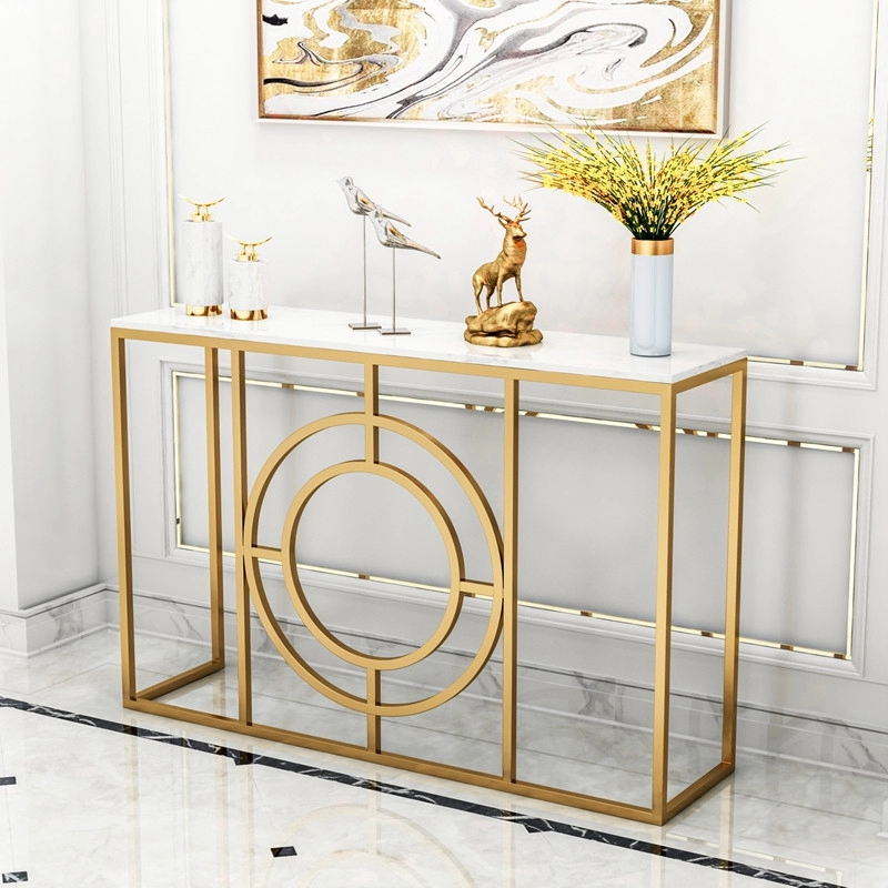 Livingroom Metal Wire High Marble Console Table