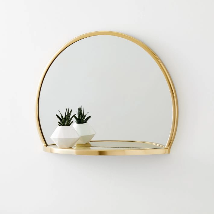 Half Circle Shelf Mirror Brass Gold Mirror