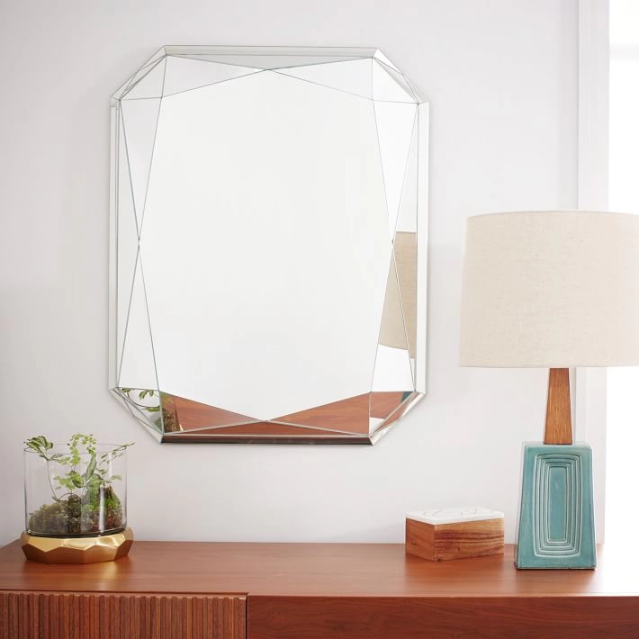 Home Decorative Frameless Faceted Mirror Emerald