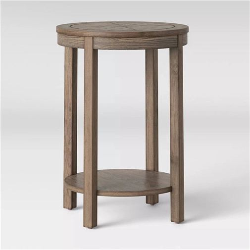 Brown Wooden Pattern Side Table Round